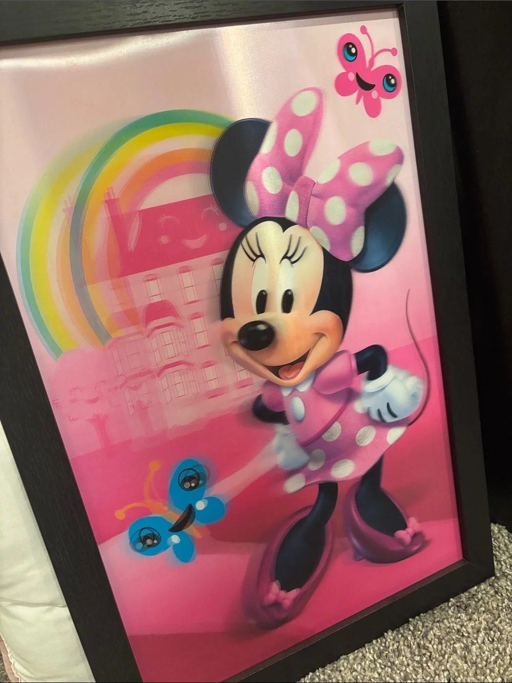 Disney Minnie Mouse Pink and Black Framed Wall Art